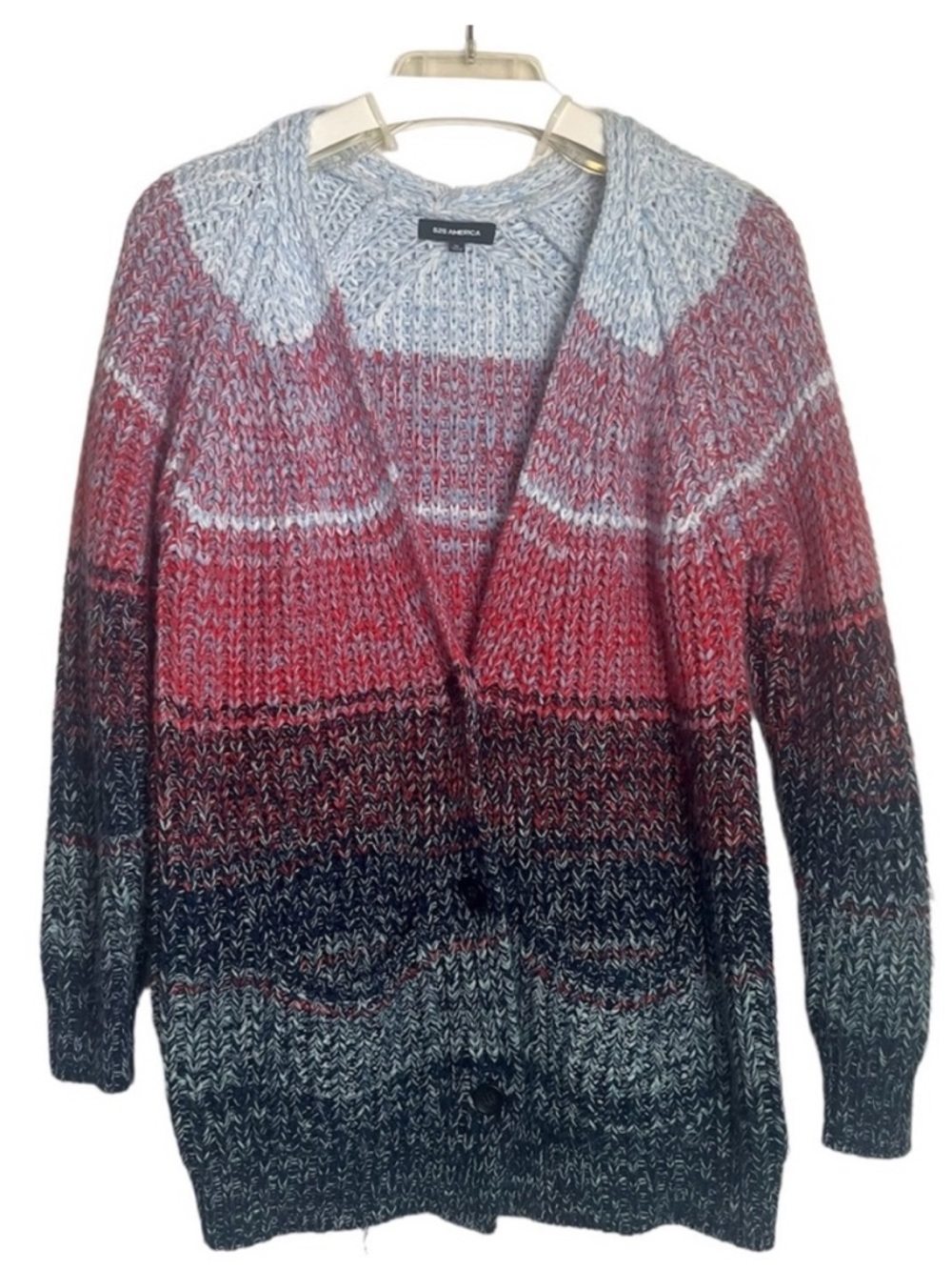 525 America Multicolor Knit Cardigan Open Front Sweater